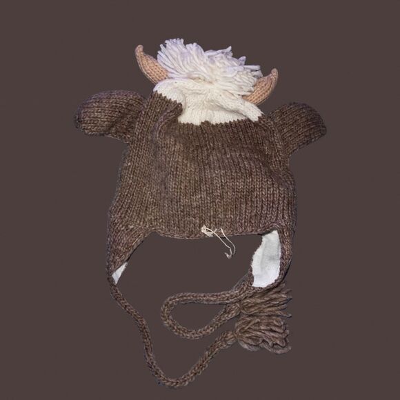 100% Wool Outer Goat Earflap Pom Pom Hat O/S - Picture 3 of 4